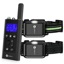 Dog Training Collars, Dog Shock Collars with 2 Receiver and 2 Collars Remote 2600feet, 3 Training Modes Beep Vibration Shock IPX7 Waterproof LED Light USB Charging for 8-150lbs Pet Dogs