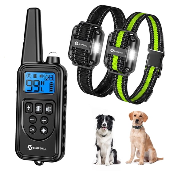 Dog Training Collars for 2 Dogs, 2600ft/875Yards Remote Range, 3 Humane Modes (Beep/Vibration/Shock), IPX7 Waterproof, LED Light & USB Charging, Fits Small Medium Large Dogs (8-140lbs)