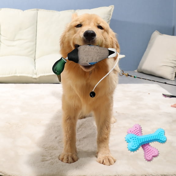 Dog Training Durable Plastic Green Headed Duck Anti Bite Toy Small Bones Suitable for Pet Fun Training and Hunting Teaching Game Recycling Skills 2pcs Set