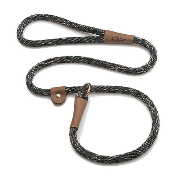 Dog Training Handcrafted Durable Rope Slip Leads Leather Slide 6 Ft Choose Color (Green Camo)