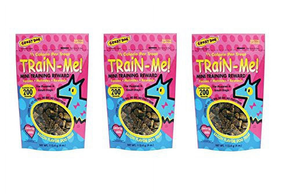 Dog Training Mini Treat Pack Bacon Flavor Rewards For Puppies Small Breed Dogs (Three Packs)