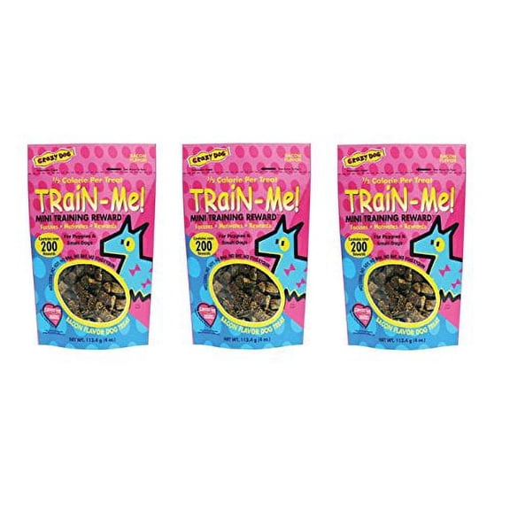 Dog Training Mini Treat Pack Bacon Flavor Rewards For Puppies Small Breed Dogs (Three Packs)