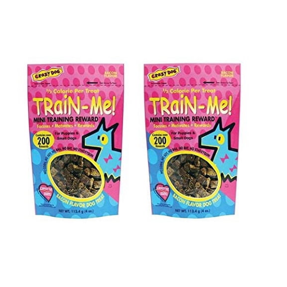 Dog Training Mini Treat Pack Bacon Flavor Rewards For Puppies Small Breed Dogs (Two Packs)