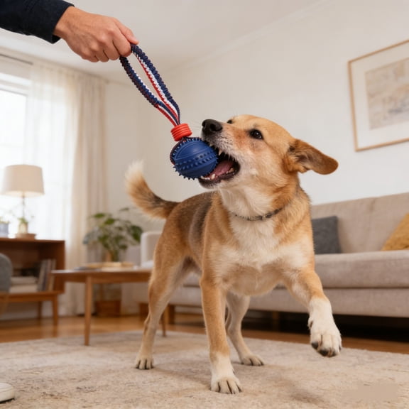 Dog Training Toy Tire Ball, Usavan Elastic Rope Chew Teething Ball for Interactive Play, Durable Rubber Bounce Fetch Toy with Gum Massage Bumps for Indoor Outdoor Dogs