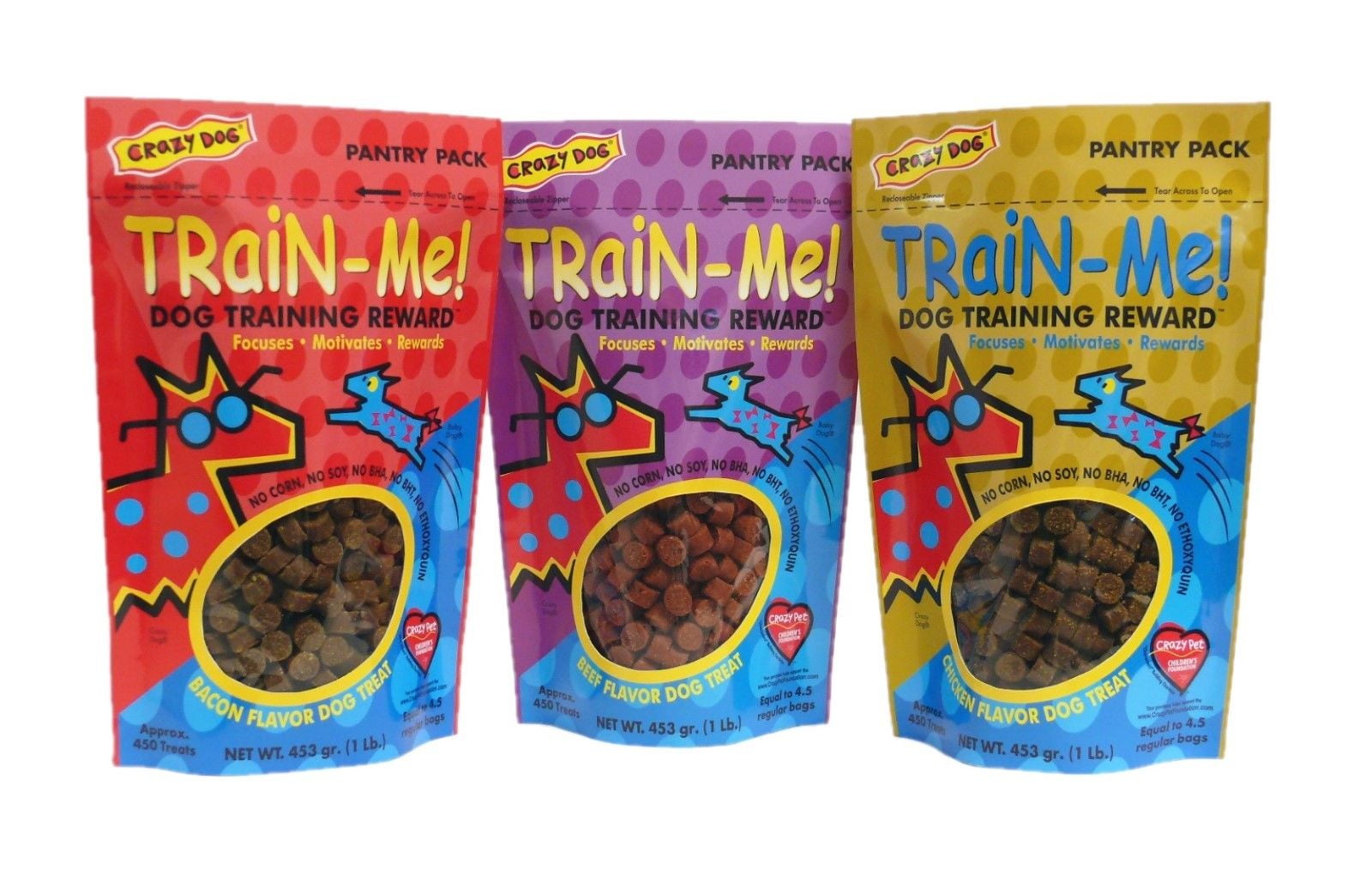 Dog Training Treat Sampler 3 Pack Train Me Healthy Bacon Chicken