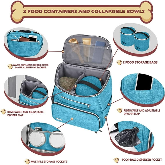 Dog Travel Bag Backpack with Collapsible Bowls and Food Baskets, Airline Approved Pet Supplies