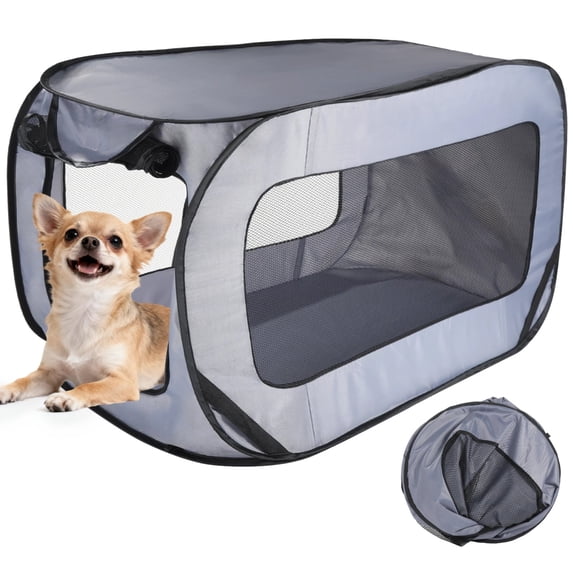 Dog Travel Crate Foldable Pop Up Dog Crate with Storage Bag 37"×21"×21" Travel Pet Kennel Small Dog Tent Crates Cage Portable Puppy Seat Kennel for Indoor Outdoor Puppy Cat
