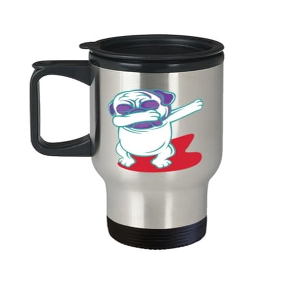 Dog Travel Mug, Dabbing French Bulldog, Cute Pet Gift, Birthday 14oz Portable Cup