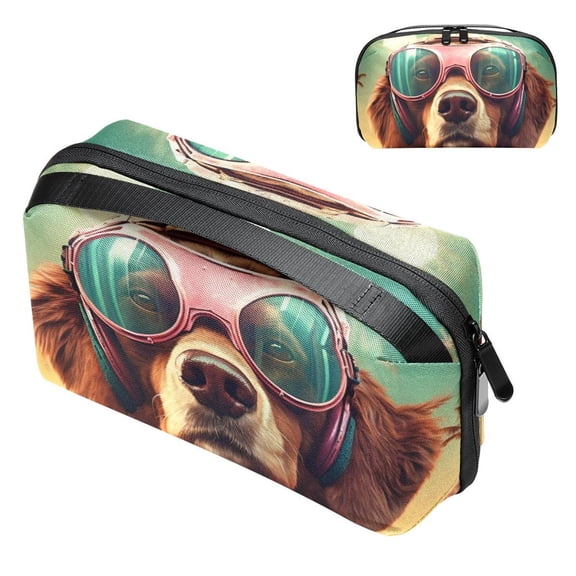 Dog Travel Organizer Hard Drive Bags Cable Organizer Multi USB Cable Organizer Oxford Cloth Waterproof Electronics Storage Bag 5.9x9.44x3.14 in