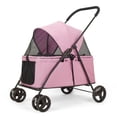 thumbnail image 1 of Dog Travel Stroller with 4 Heavy Duty Wheels, Foldable Pet Stroller with Adjustable Handle - Double Doggie Capacity Jogger Wagon with Back Front Door for Small Medium Dogs (Pink), 1 of 6
