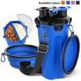 thumbnail image 1 of Dog Travel Water Bottle with Collapsible Bowls, Portable 2 in 1 Leakproof Pet Water Bottle Dispenser & Food Treat Container, Outdoor Food Water Dog Bowls for Walking, Trips, Camping & Hiking - Blue, 1 of 9