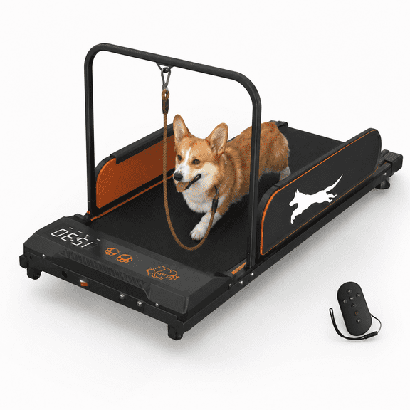 Dog Treadmill for Small and Medium Dogs, Low-Noise Pet Exercise Machine with Remote, Display Monitor, Adjustable Incline, Portable Wheels for Indoor Exercise