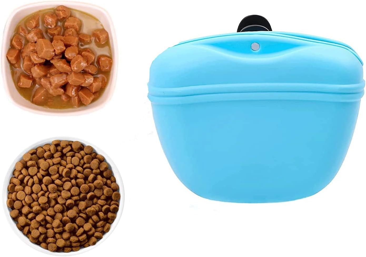 Dog Treat Bag, Silicone Dog Treat Bag Portable Dog Candy Bag Training Treat Bag with