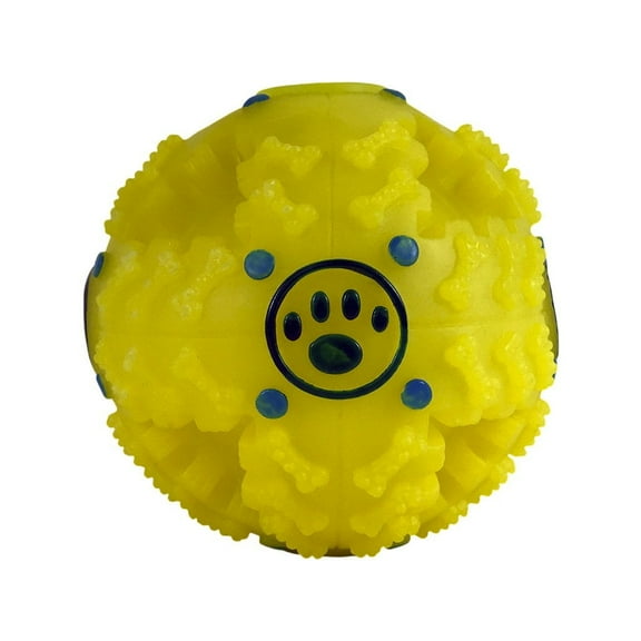 KINREX Food Dispenser for Dog & Cat - Interactive IQ Treat Ball - 4" Yellow Funny Dog Puzzle Toy