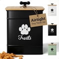 thumbnail image 1 of Dog Treat Container Airtight - 6 Inch Wide x 8 Inch Tall Iron Dog Treat Jar for Kitchen Counter with Airtight Bamboo Lid - 12 Cup Capacity Pet Treat Container - Doggie Cookie Jar - Big Treats Caniste, 1 of 9