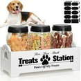 thumbnail image 1 of Storage Containers Dog Food, Snack Containers for Dog Treats, Farmhouse Wood Dog Treat Holder with 3 Plastic Cat Dog Treat Jars, Pet Food Can Covera, Treat Jars for Dog Biscuits, 1 of 6