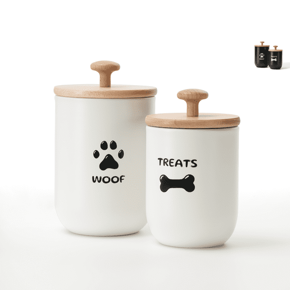 Dog Treat Container, Dog Treat Container Airtight Set of 2, Dog Treat Jars with Lids Airtight, Dog Treat Jars for Kitchen Counter, Dog Treat Canister, Pet Treat Container