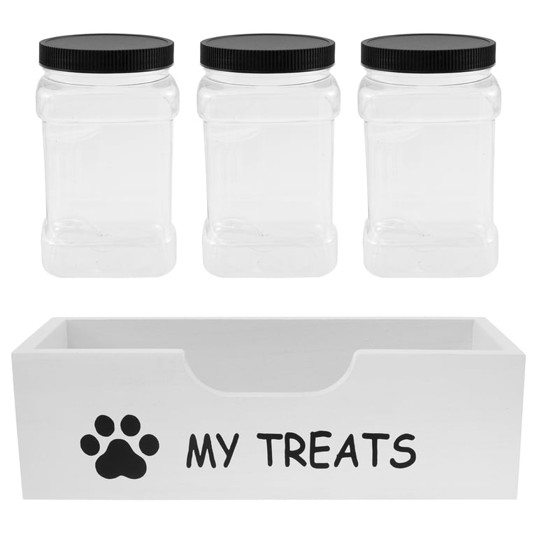 Dog Treat Container Wood Dog Treat Holder with Plastic Jars