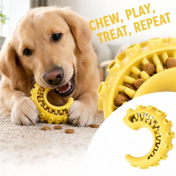 Dog Treat Dispenser Toys with Durable Tpr and 4 Inch Size,Dog Slow Feeder Puzzle Toys for Boredom Relief,Dog Birthday Gift for Small Breeds,1 Pack