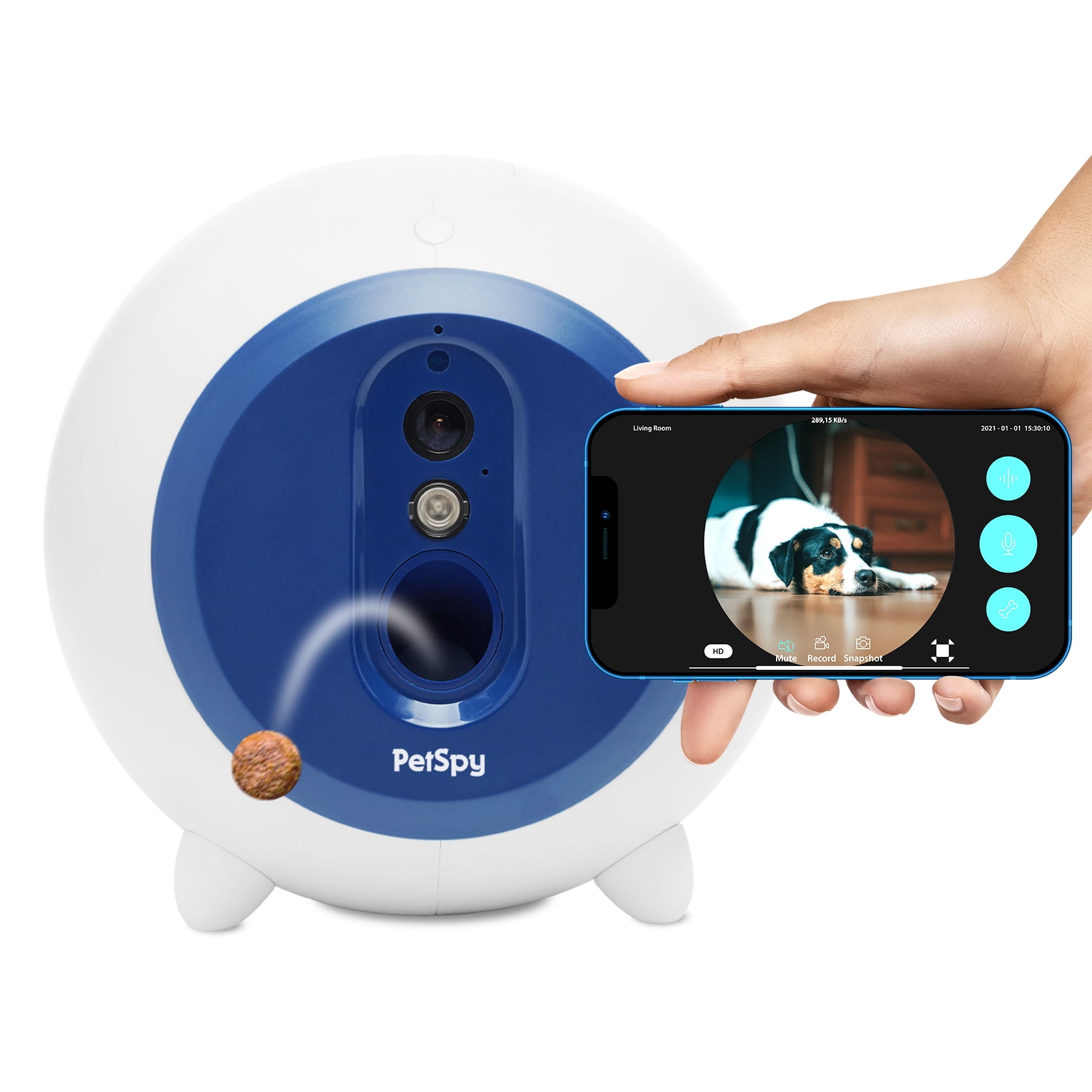 Lentek Connected Pet Treat Dispenser: 165° HD Night Vision Camera