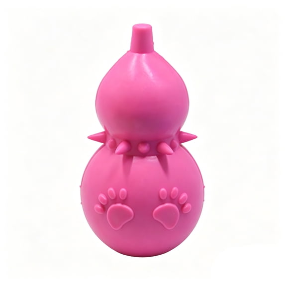 Dog Treat Dispensing Ball Toy, Double Spiky Slow Feeder, Interactive Teeth Cleaning Toy for Small Medium Dogs, Puzzle Chew Toy(4.92*2.36in,Pink)