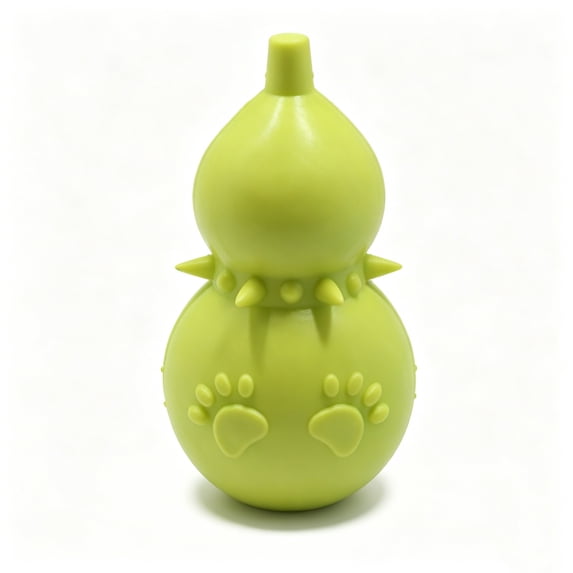 Dog Treat Dispensing Ball Toy, Double Spiky Slow Feeder, Interactive Teeth Cleaning Toy for Small Medium Dogs, Puzzle Chew Toy(4.92*2.36in,Yellow)