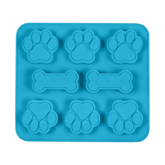 Dog Treat Molds Silicone Non-Stick Frozen Baking Molds for Dogs Bone Puppy Paw Shapes Dishwasher Safe FDA-Approved Food Grade Silicone Easy Release for Yogurt Peanut Butter Broth Ice,Blue