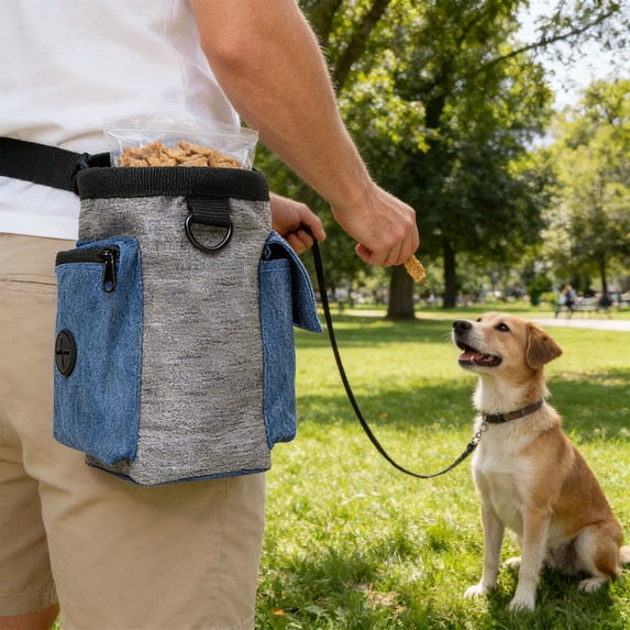 Dog Treat Pouch,3.9x3.8x6.5inch Lightweight and Portable Treat Bag for Dog Training,Pet Snack Bag Pouches, Suitable for Pet Training,Climbing, Hiking,Forest Walk Outdoor(Gray)