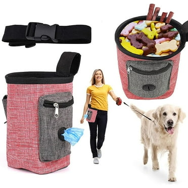 Dog Treat Pouch, Dog Treat Bag for Training Small to Large Dogs, Easily Carries Pet Toys, Kibble, Treats, Built-in Poop Bag Dispenser