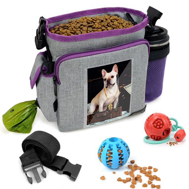 Dog Treat Pouch for Training, Large Capacity Dog Treat Bag Builtin