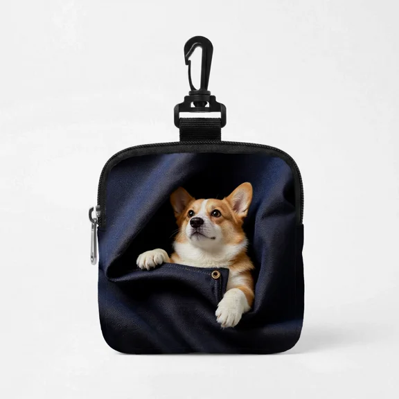 Dog Treat Training Pouch,Cute Puppy Pattern Snack Dispenser & Treat Bag for Small, Medium & Large Breeds, Perfect for Travel, Hiking, Picnic, Walking, Jogging & Outdoor(RL Corgi style 1 PC)
