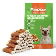 MON2SUN Dog Treats Chicken Wrapped Calcium Bone, 2.3 Inch Rawhide Free Dog Bones Healthy Dog Chews for Puppy and Small Dogs, Teeth Clean Breath Fresh, Dog Training Treats