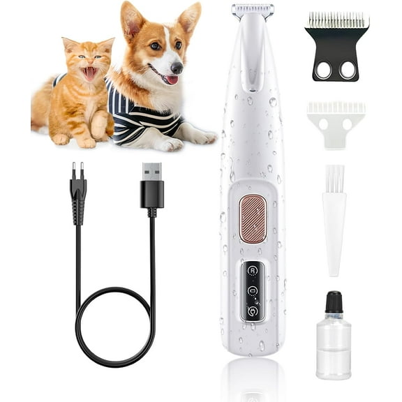 Dog Trimmer, Pet Micro Precision Paw Trimmer, Rechargeable Electric Dog Trimmer, Dog Paw Trimmer Waterproof, Trimmer for Paws Eyes Ears Face Rump, Cats & Dogs