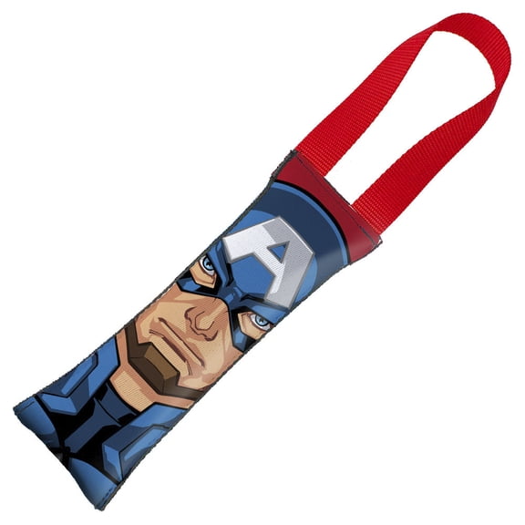 Dog Tug Toy Captain American Face Shield Icon Close Up Red Red