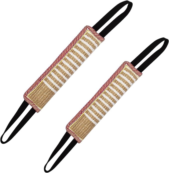 Dog Tug Toy Dog Training Bite Pillow Jute Bite Toy - Best for Tug of War, Puppy Training Interactive Play - Interactive Toys for Small and Medium Dogs (Striped, 2 Pack, 11.8" x 3.15")