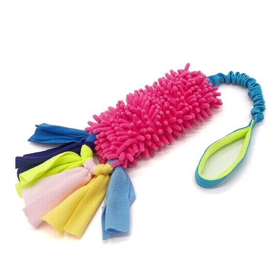 Dog Tug Toy with Felt Tassels – Durable Interactive Pull Toy with Bungee Handle for Outdoor Play & Training,Multi-Color Pink