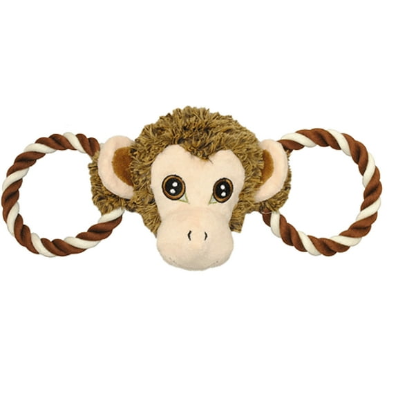 Dog Tug Toys Cute Animals 11 inch Rope Plush Squeaker for Small to Medium Breeds (Brown Monkey)