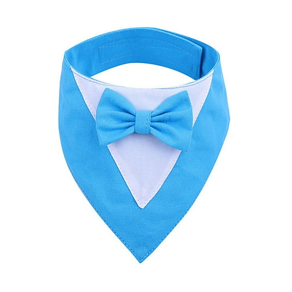 Dog Tuxedo Bandana Formal Wedding Outfit with Bowtie Pet Triangle Bibs Scarf Adjustable Pet Collar for Small Medium Dogs Cats