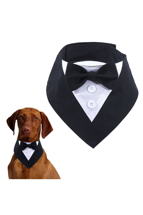 Dog Tuxedo Dog Wedding Bandana Collar with Bow Tie Adjustable Dog Collar Dog Birthday Costume Dog Bow Tie for Birthday Pets Dogs Dog Outfit Cosplay