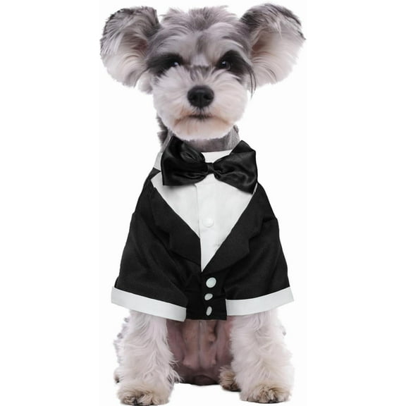 Dog Tuxedo,Dog Wedding Suit with Bow Tie Formal Dogs Tux Pet Wedding Party Birthday Costume,Doggy Valentines Christmas Halloween Graduation Outfit Cosplay for Small Medium Large Dogs,Black S