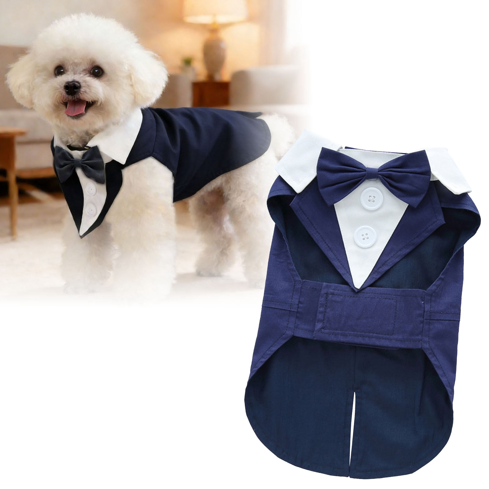 Dog Tuxedo Formal Shirt With Bow Tie, Retro Style For Small And Medium ...