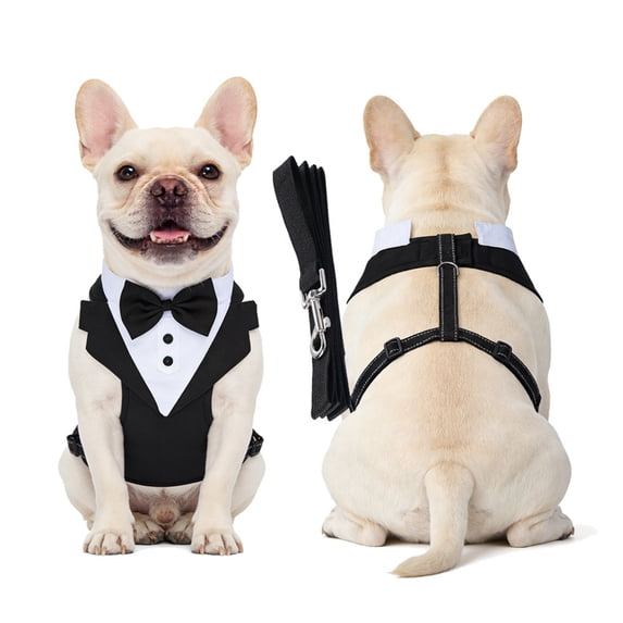 Dog Tuxedo for Large Dogs Dog Tuxedo Suit Wedding Bandana Collar with Bow Tie Adjustable Formal Pet Costume for Engagement Birthday Party Small Medium Large Pets,Black-S