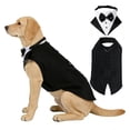 thumbnail image 1 of Dog Tuxedo Suit Formal Wedding Bandana Collar with Bow Tie,Adjustable Pet Costume Vest with Leash D-Ring for Party and Photoshoot,Size XL, 1 of 4
