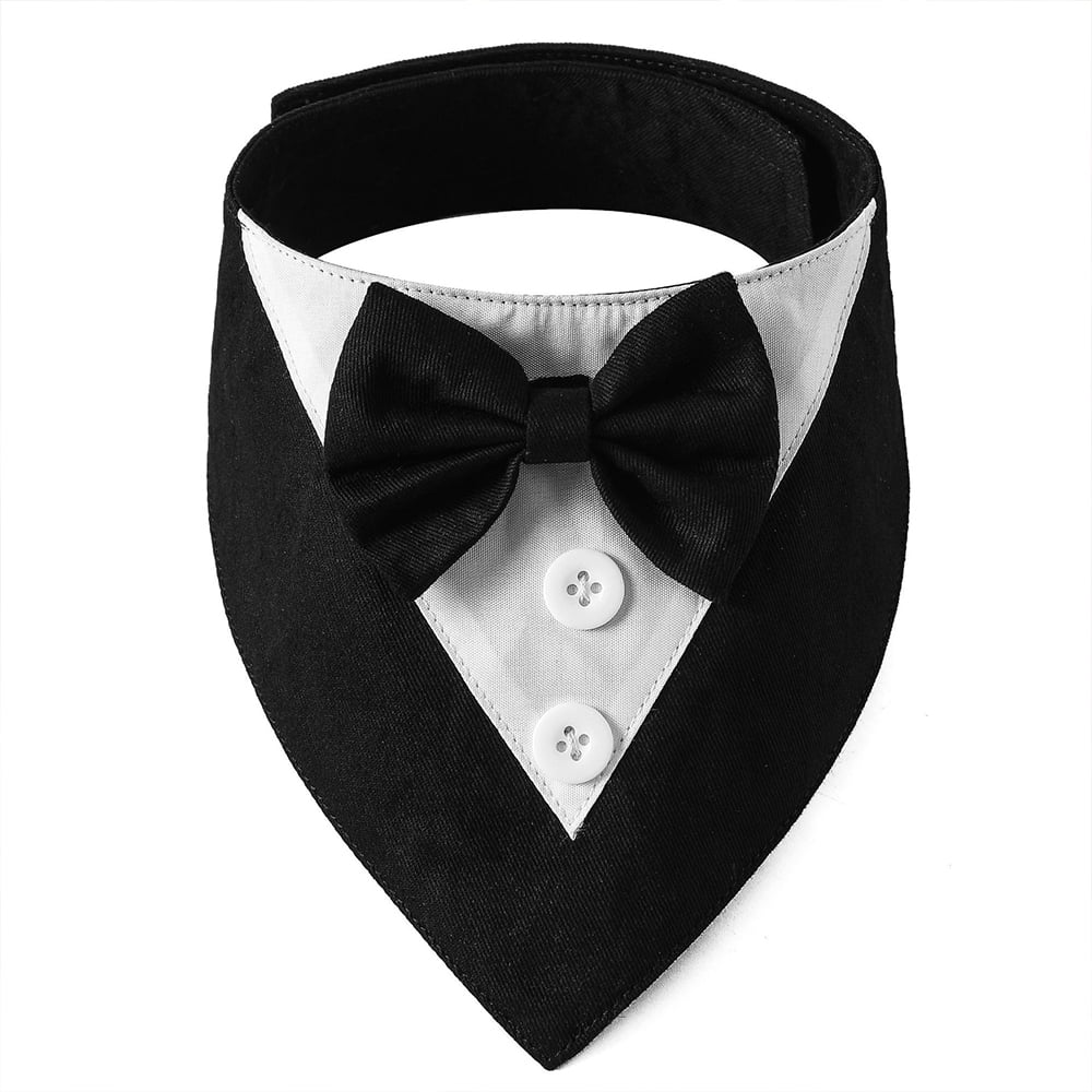 Dog Tuxedo Wedding Bandana Collar with Bow Tie Adjustable Dog Tuxedo