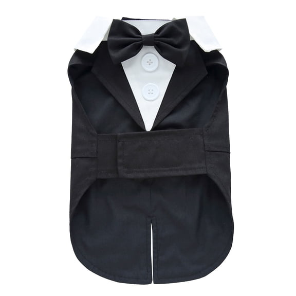 Dog Tuxedo with Detachable Bowtie, Formal Pet Suit for Small Dogs Wedding Prom Special Occasions(Black,S)