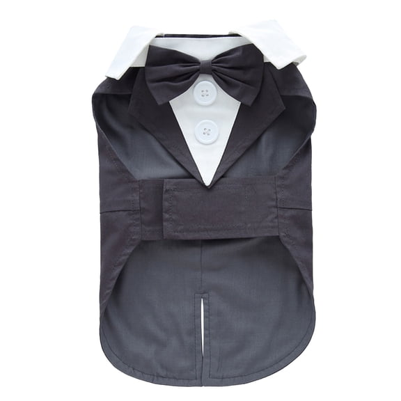 Dog Tuxedo with Detachable Bowtie, Formal Pet Suit for Small Dogs Wedding Prom Special Occasions(Gray,XS)