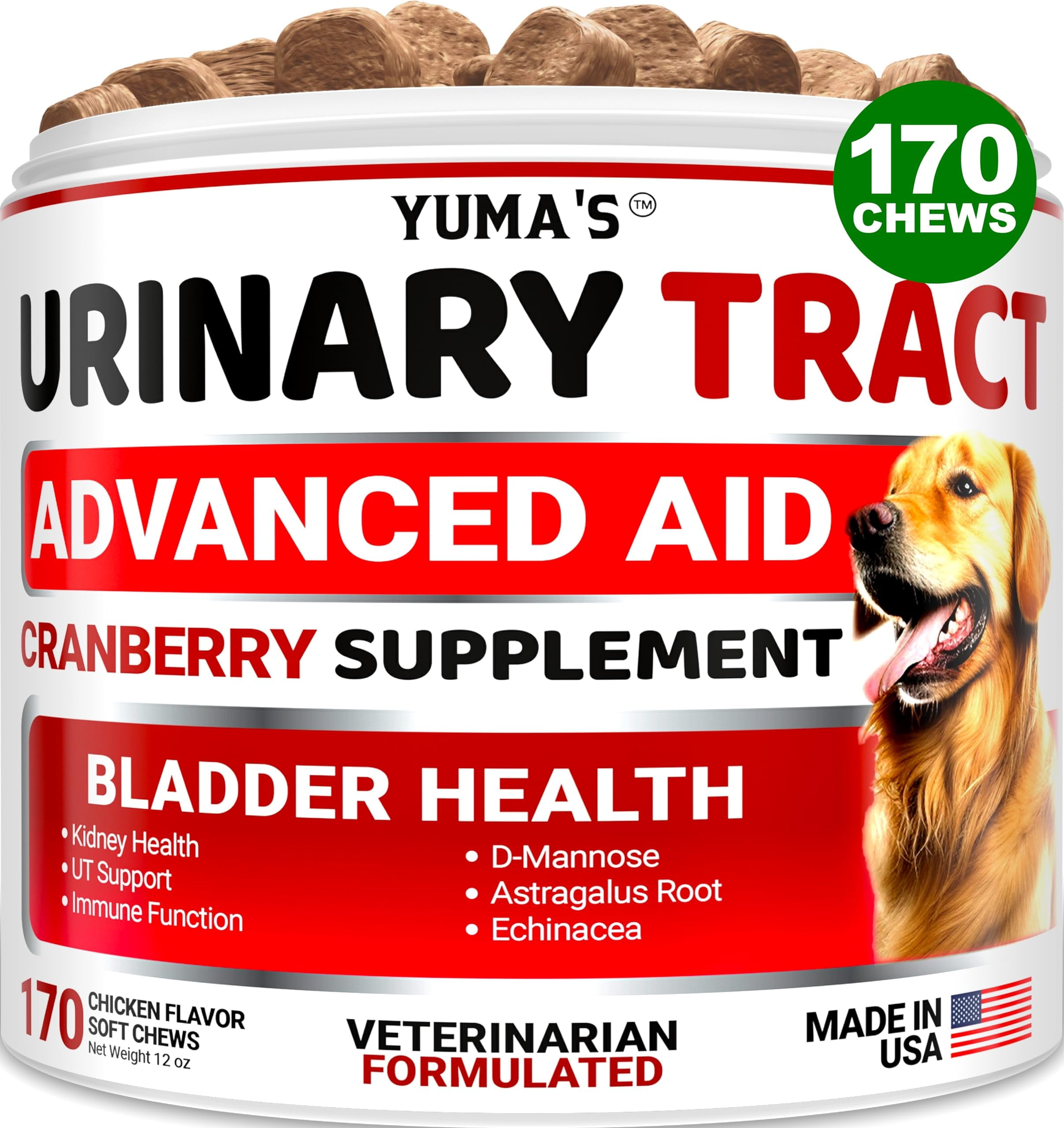Dog UTI Treatment YPF5 170 Treats Cranberry Supplement for Bladder