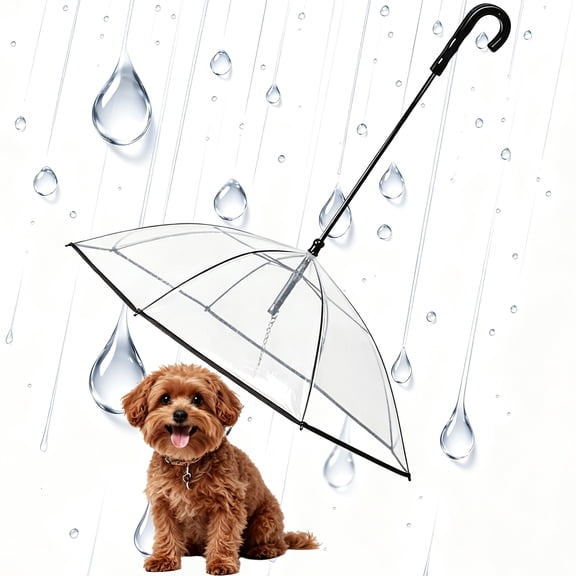 Dog Umbrella, Umbrella Harness for Dogs - Transparent Raincoat for Small Breeds, Rainproof Gear with Adjustable Leash