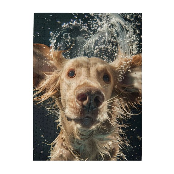 Dog Underwater Bubbles CloseUp 500-Piece Wooden Jigsaw Puzzle for Adults, Fun & Challenging Family Brain-Teaser, Perfect Home Decor & Gift