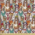 thumbnail image 1 of Ambesonne Dog Lover Fabric by the Yard Upholstery, Hipster Bulldog Pug, 3 Yards, Multicolor, 1 of 4